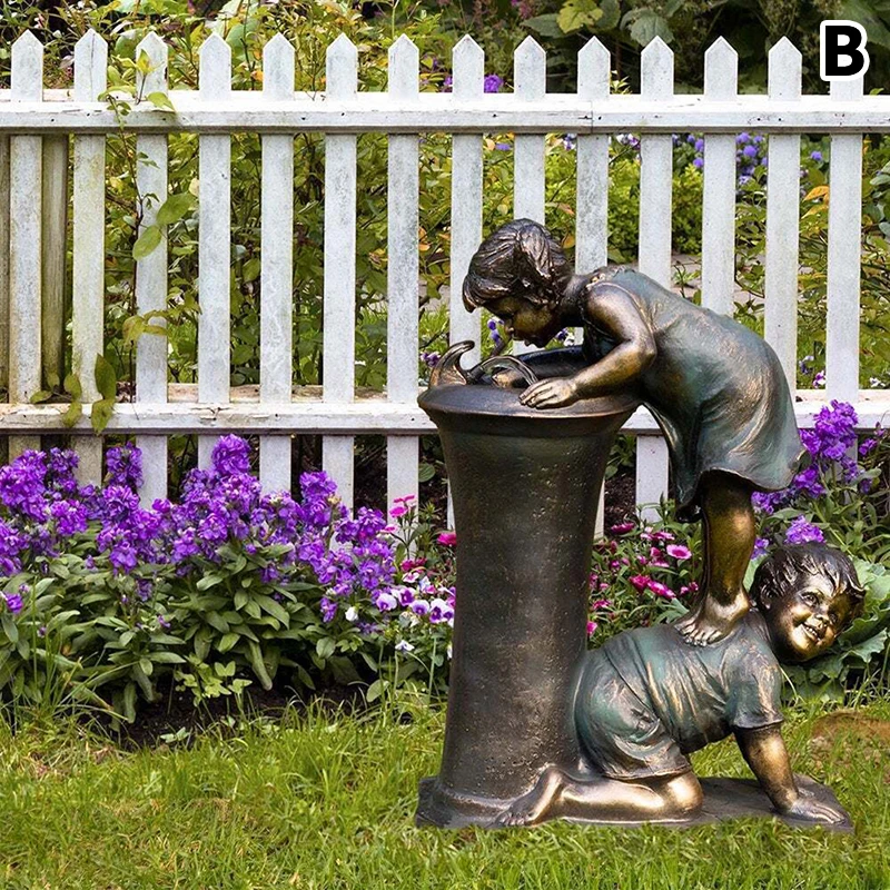 

Boy & Girl Playing In The Water Statue Ornaments Garden Decorations Outdoor Resin Crafts Flower Pot Sculpture