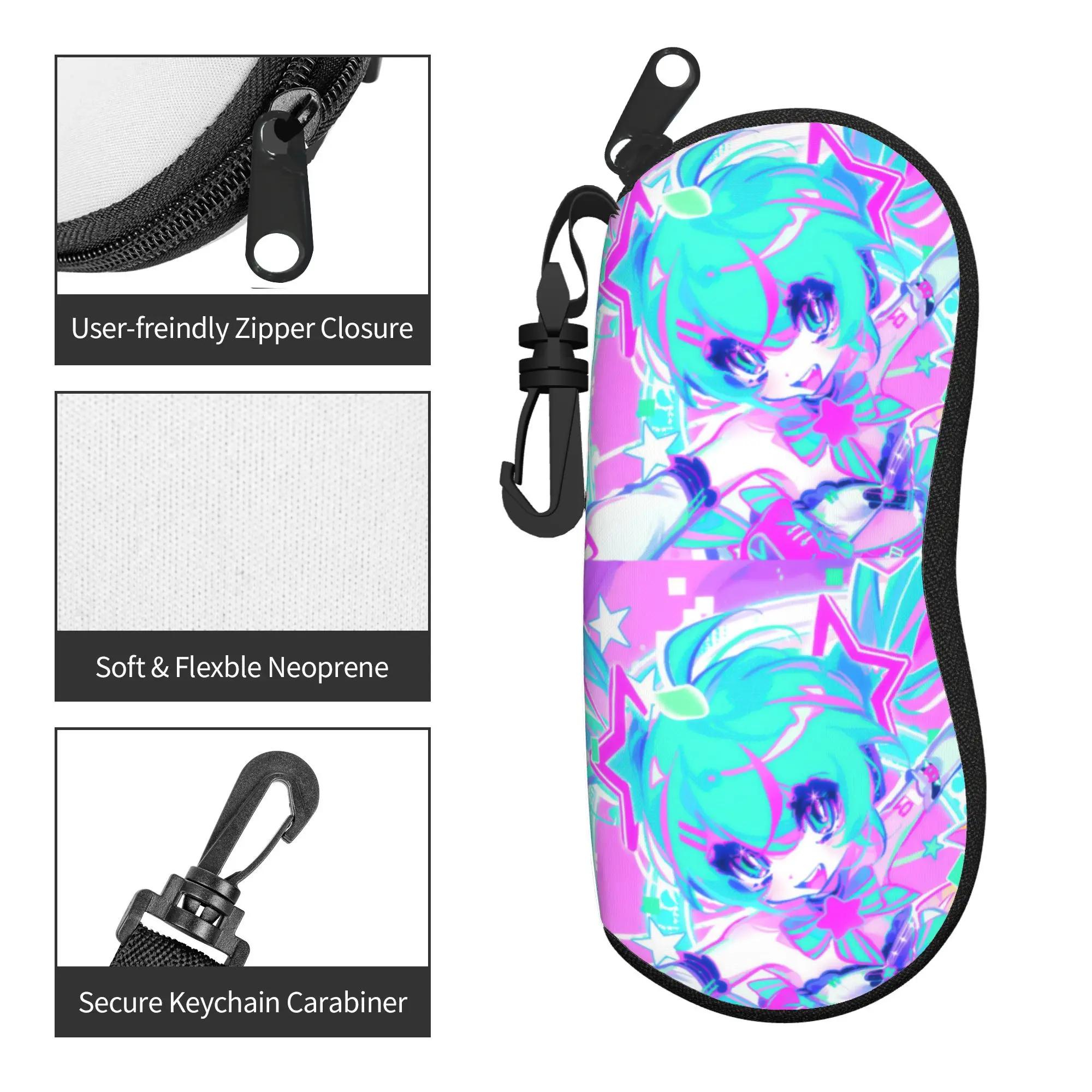 Фото Чехол для очков Custom Hatsune M-Mikues Japan Comic Shell, защитный футляр для очков, чехол для солнцезащитных очков для мужчин и женщин, мешочек для очков №4