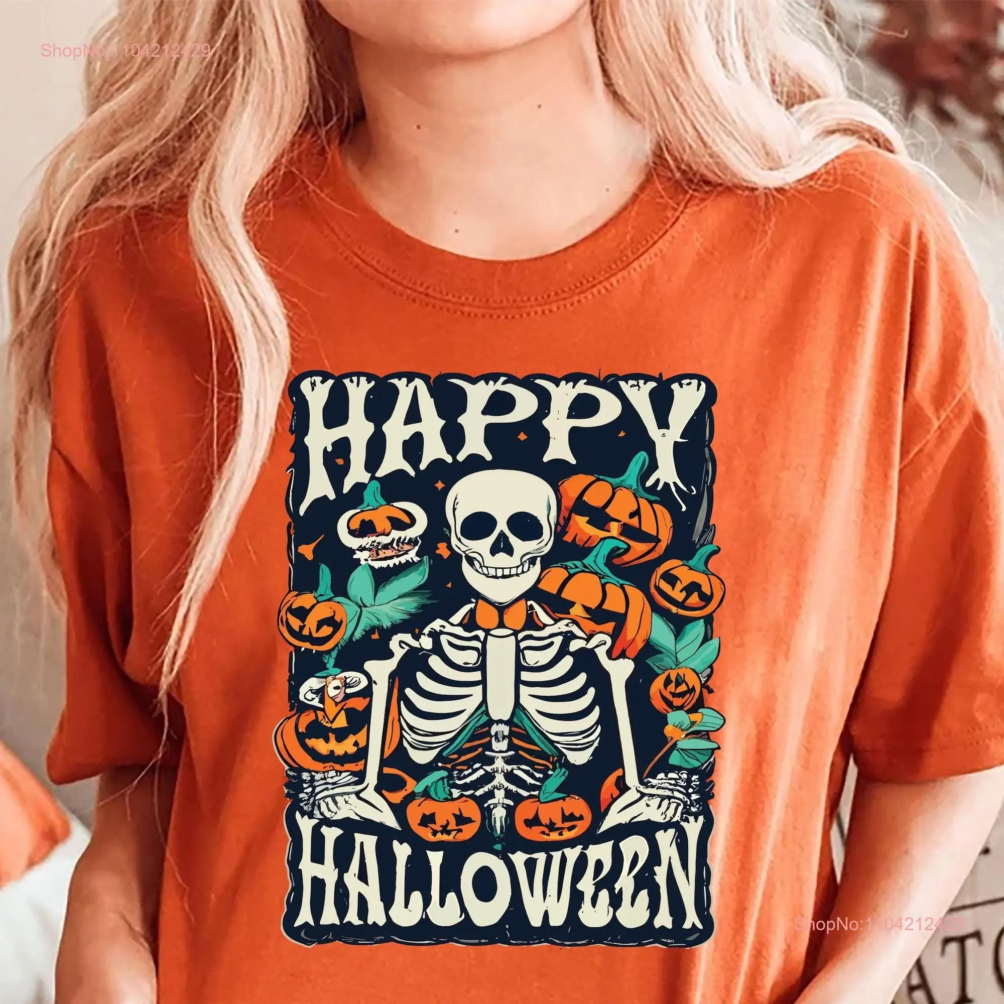 Футболка HALLOWEEN костюм тыквы ведьмы череп призрак топ вечерние плакат со скелетом