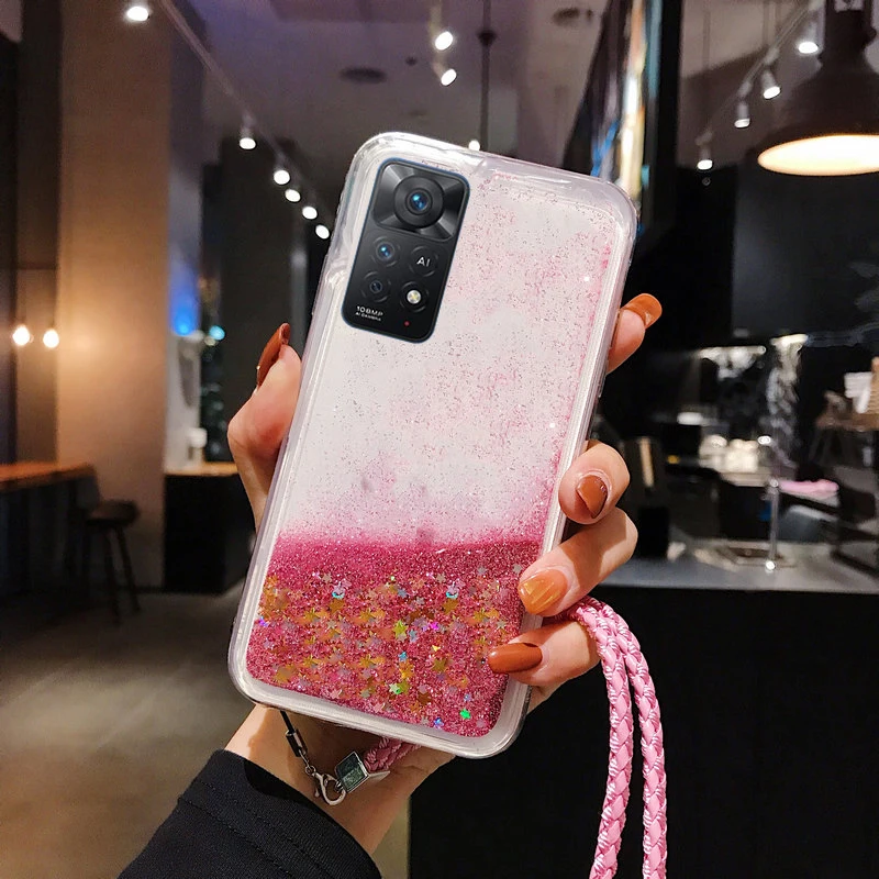 Фото Чехол из жидкого силикона с блестками для Xiaomi Redmi Note 12 11 11S 10 10S 9 9S 8 8T 7 6 5 Pro 4G №4