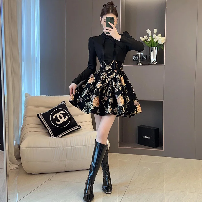 Новое ретро-платье в стиле французской Хепберн Коллекция весна-осень короткая