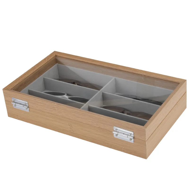 Bamboo Grain Wooden 6-position Glasses Storage Display Box Sunglasses Display Box Sunglasses Display Props Jewelry Manager Tray