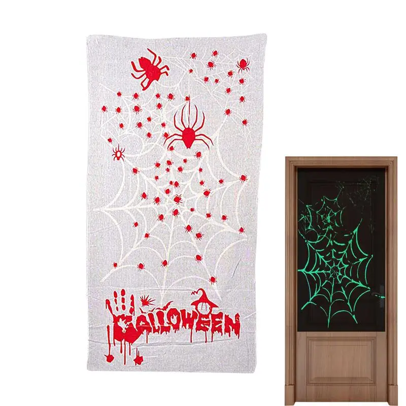 

Spooky Red Bloody Print Door Cover Halloween Door Cover Luminous Room Divider Curtains Haunted House Decoration Door Curtain