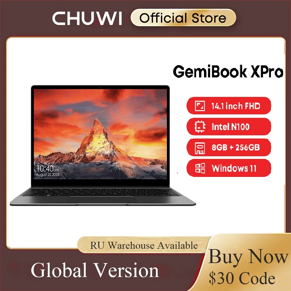 CHUWI GemiBook XPro 14inch UHD Screen Laptop 8GB RAM 256GB SSD Intel Celeron N100 Windows 11 Computer with Backlit Keyboard
