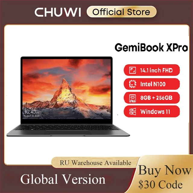 Ноутбук CHUWI GemiBook XPro, 14 дюймов, UHD экран, 8 ГБ ОЗУ, 256 Гб SSD, Intel Celeron N100, Windows 11, компьютер с клавиатурой с подсветкой 1
