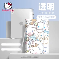 hello kitty clear silicone tri fold tablet case for ipad 5 6 7 8 air 1 2 3 4 min 4 5 pro cute cartoon cover case