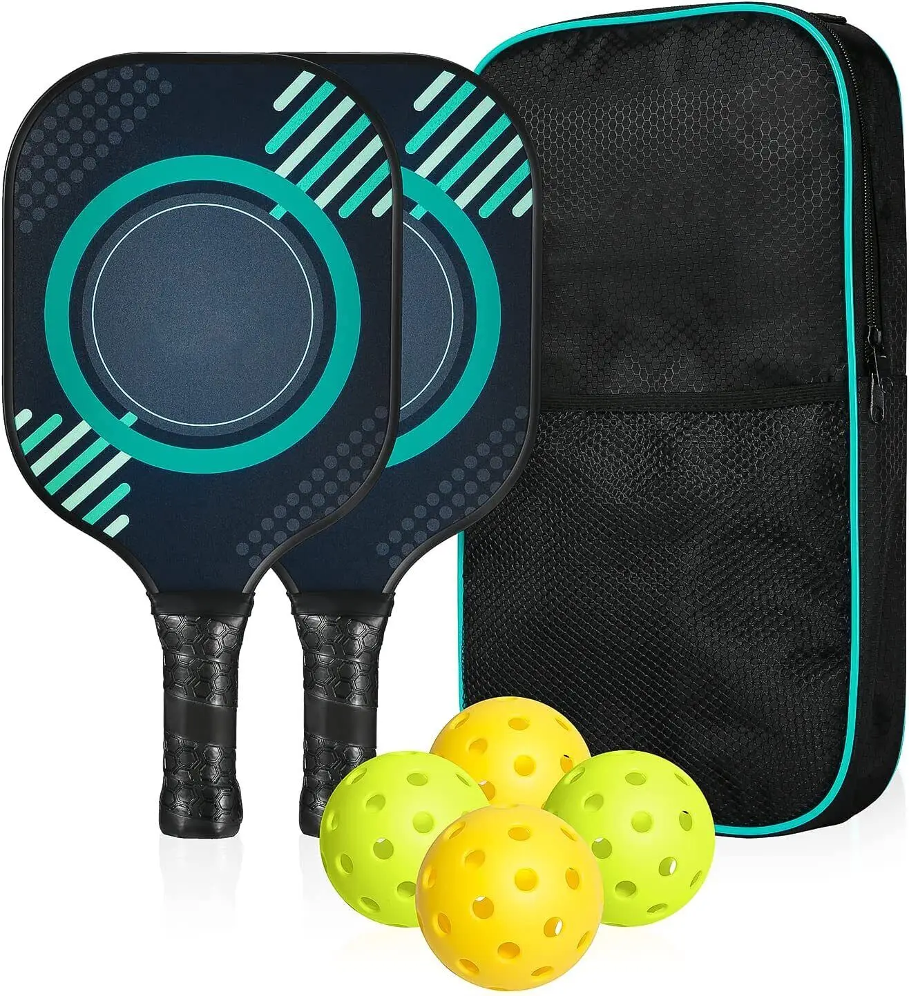 Femor Graphite Pickleball Paddle Set Lightweight 2 Paddles and 4 Balls with Carry Bag-