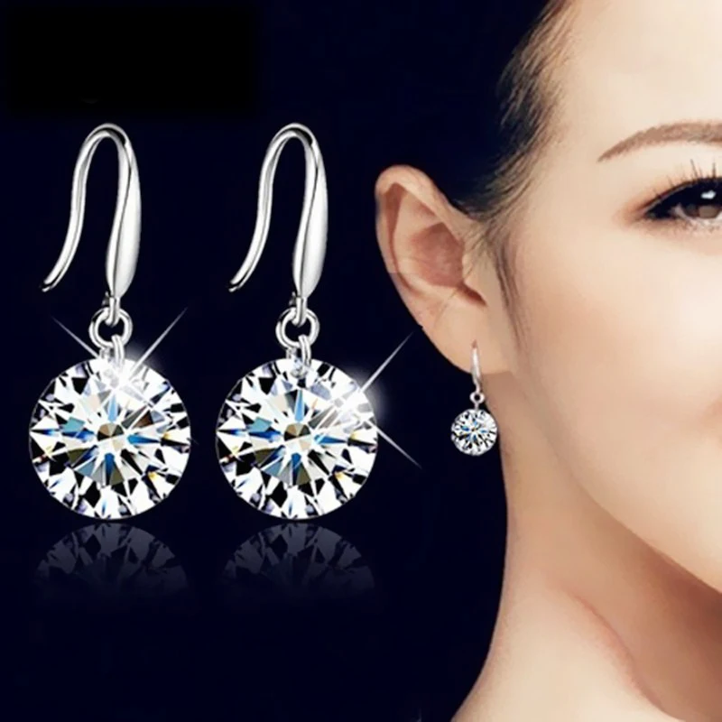 

2022 Hot Selling Lady Elegant Fashion Noble Zircon Crystal Dangle Drop Earrings For Women Jewelry Dainty Boucle Mujer Brincos