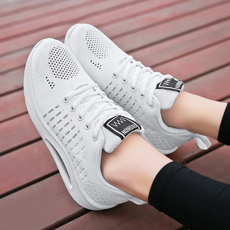 AIRAVATA Women Sneakers Breathable Walking Shoes Fashion Air Cushion Thick Bottom Outdoor Tennis Sports Shoe