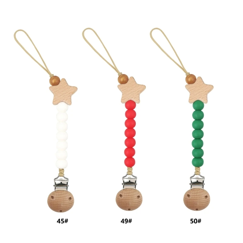 

Baby Pacifier Clip with Silicone Beads Teether Holder Pacifiers Strap with Clips Babies Toy for Boys and Girls BPA Free
