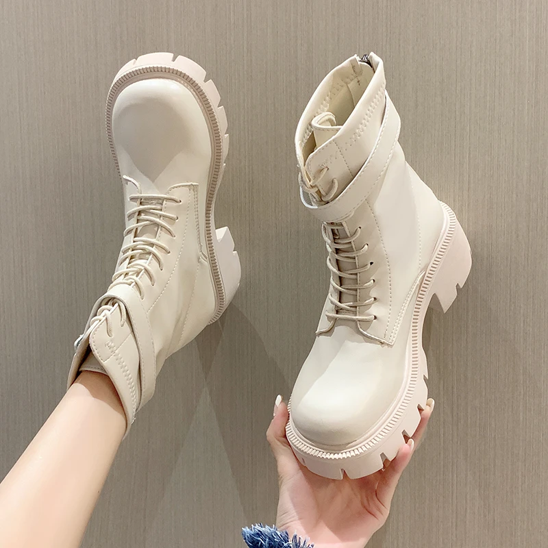 

Женские короткие ботинки в британском стиле, Новинка осени 2022, модные Универсальные Нескользящие ботильоны на толстом квадратном каблуке