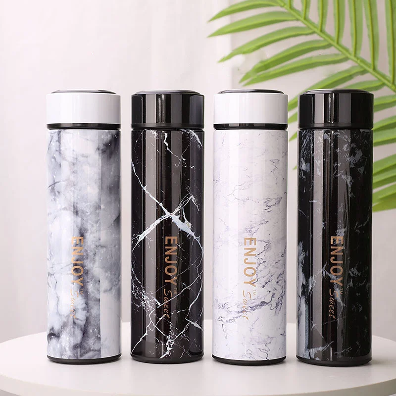 

2022 мраморная дизайнерская прямая колба с двойными стенками, деловая вакуумная Изолированная бутылка для воды из нержавеющей стали