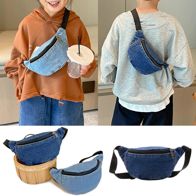

Fashion Cool Baby Boys Chest Bags Portable Cute Kids Girls Waist Bag Handbags Denim Children Shoulder Crossbody Bag