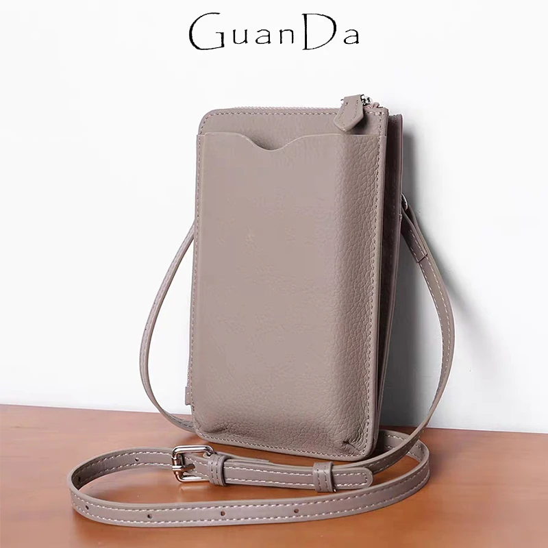 

Woman Luxury Brand Large Capacity Cell Phone Bag Custom Initials Cowhide Mobile Pochette Female Versatile Casual Cross body Bag