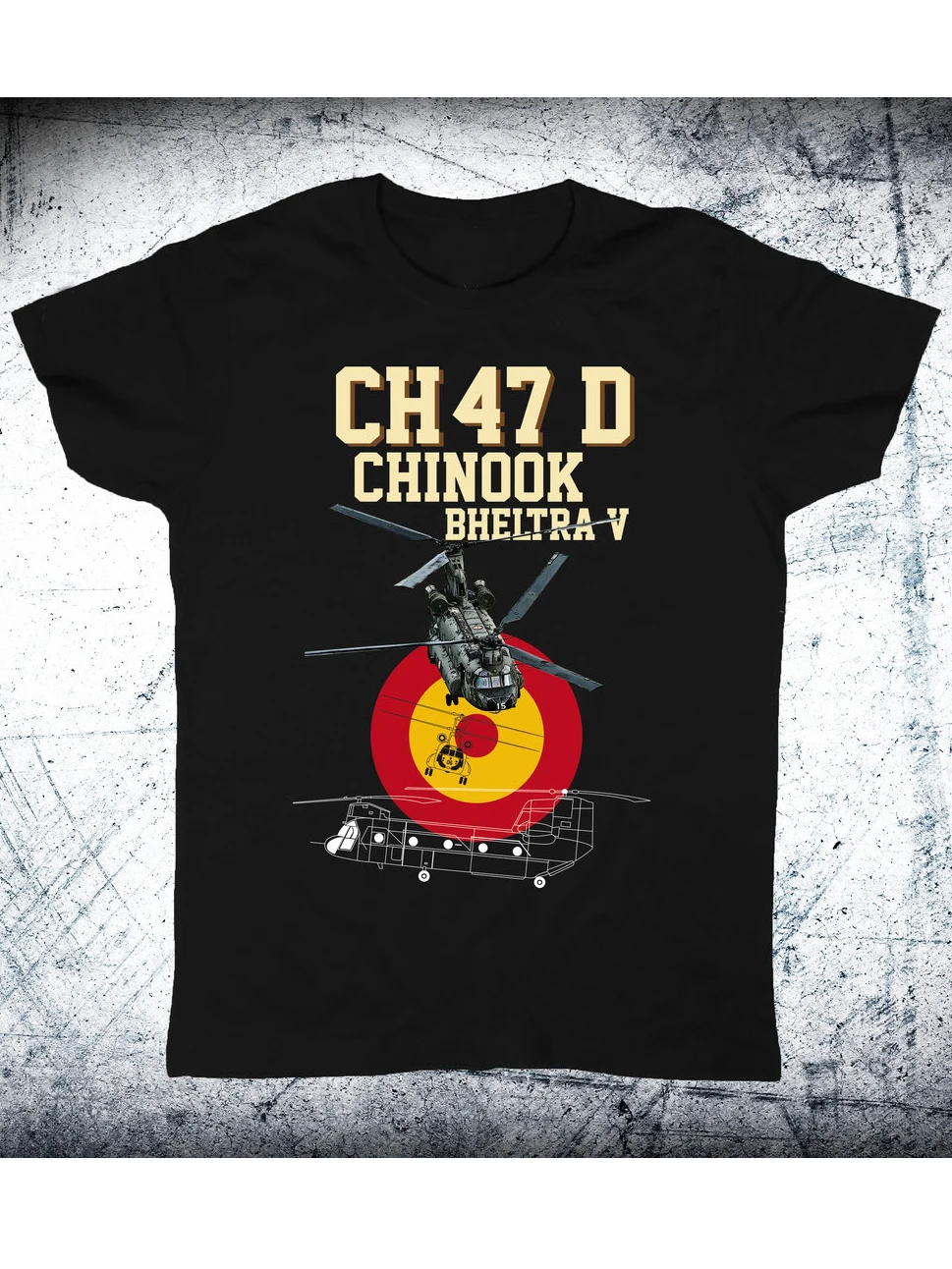 Футболка испанского летательного аппарата ВВС BHELTRA V CH-47D Chinook. Мужская хлопковая футболка с коротким рукавом и круглым вырезом (art.: 3920bbaba2a7a) - 3920bbaba2a7a