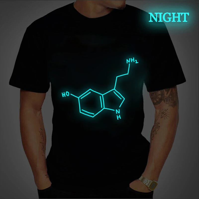 

Chemistry Molecular Structure Print Men's T-shirts Short Sleeve Men Tshirt Novelty Male T Shirts Oversized Shirts Men Luminous