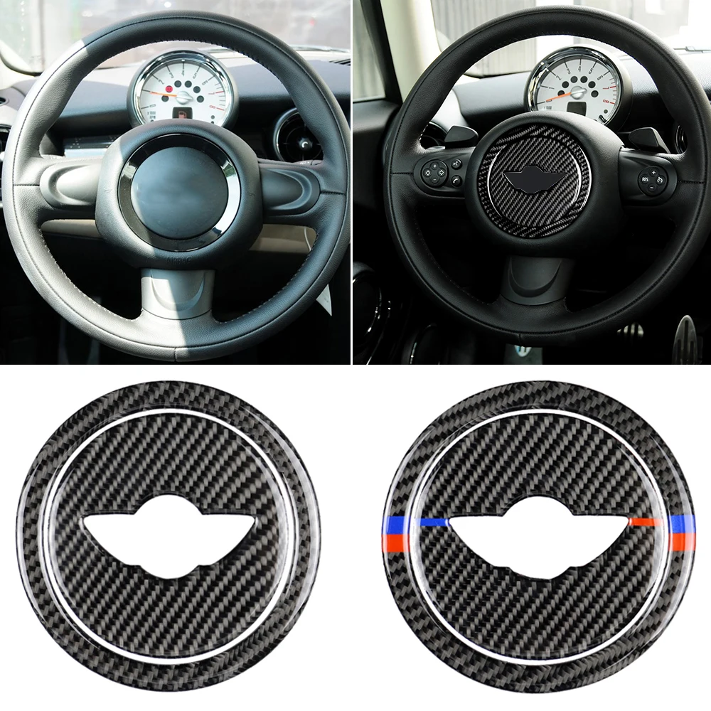 

Carbon Fiber Decal Interior Decor Auto Steering Wheel Sticker For Mini Cooper Clubman Countryman Paceman JCW R50 R52 R53 R55 F56