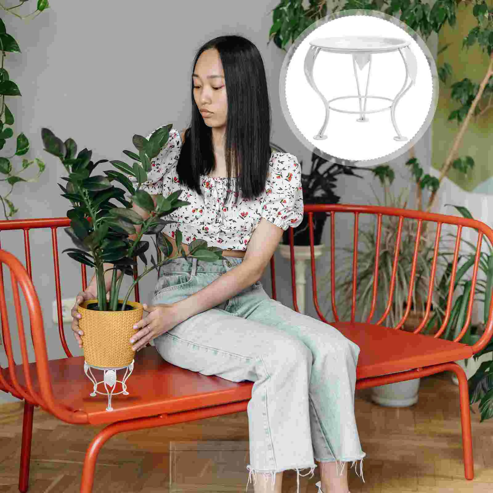 

Hanging Flower Pots Tripod Wrought Iron Stand Rack Indoor Plant Shelf Potted Plants Flowerpot White Planter Bonsai Storage