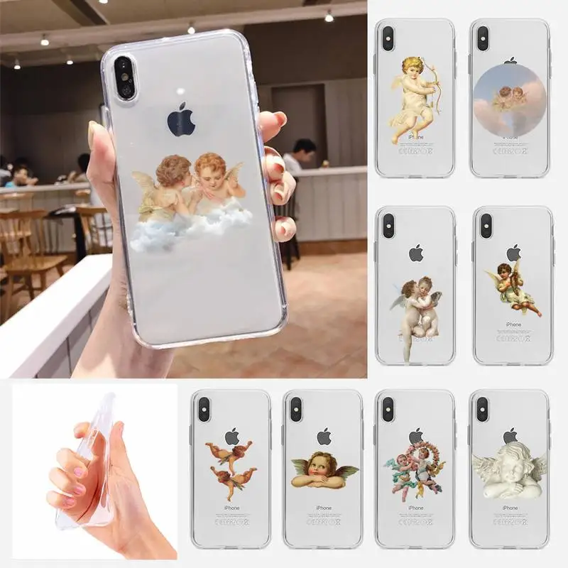 

Cartoon Angel Baby Phone Case for Samsung S6 S7edge S7 S8 S9 S10 Plus S10E S20 S30 S21 Ultra S20fe Transparent Funda Shell Cover