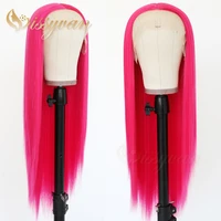 missyvan hot pink color synthetic lace front wigs long straight hair free part heat resistant synthetic wig for women