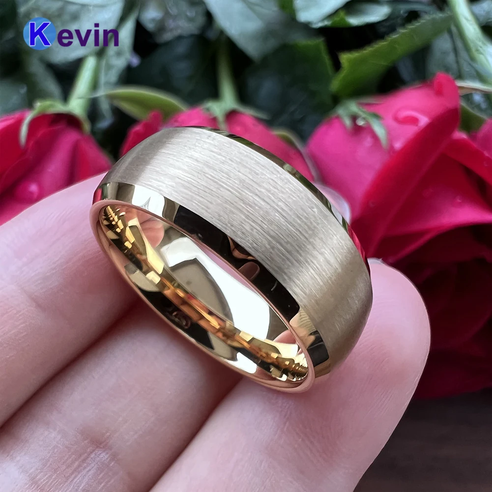 Желтое золото обручальное кольцо для мужчин и женщин вольфрамовое скошенные