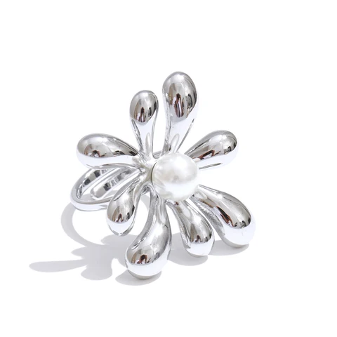 Кольцо Yhpup из нержавеющей стали с жемчугом