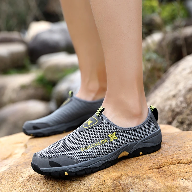 JIEMIAO Men Sandals Summer Mesh Breathable Outdoor Trekking Hiking Shoes Wading Shoes Non-slip Casual Sneakers Size 38-46