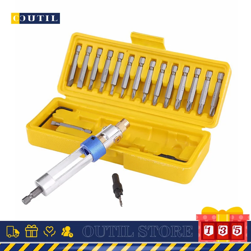 

20Pcs Half Time Drill Multi Screwdriver Sets High Speed Steel 16 Different Kinds Head Countersink Bits Allen Wrench