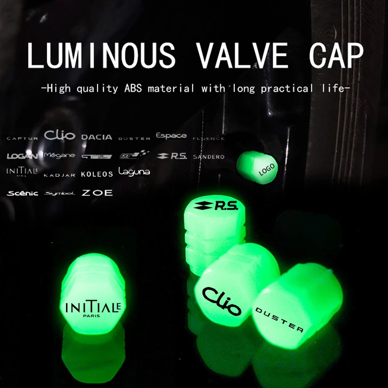 

5pcs Universal Luminous Dust-proof Valve Tire Caps Cover Car For Renault Megane Clio Captur Dacia ESPACE Fluence Kadjar Laguna