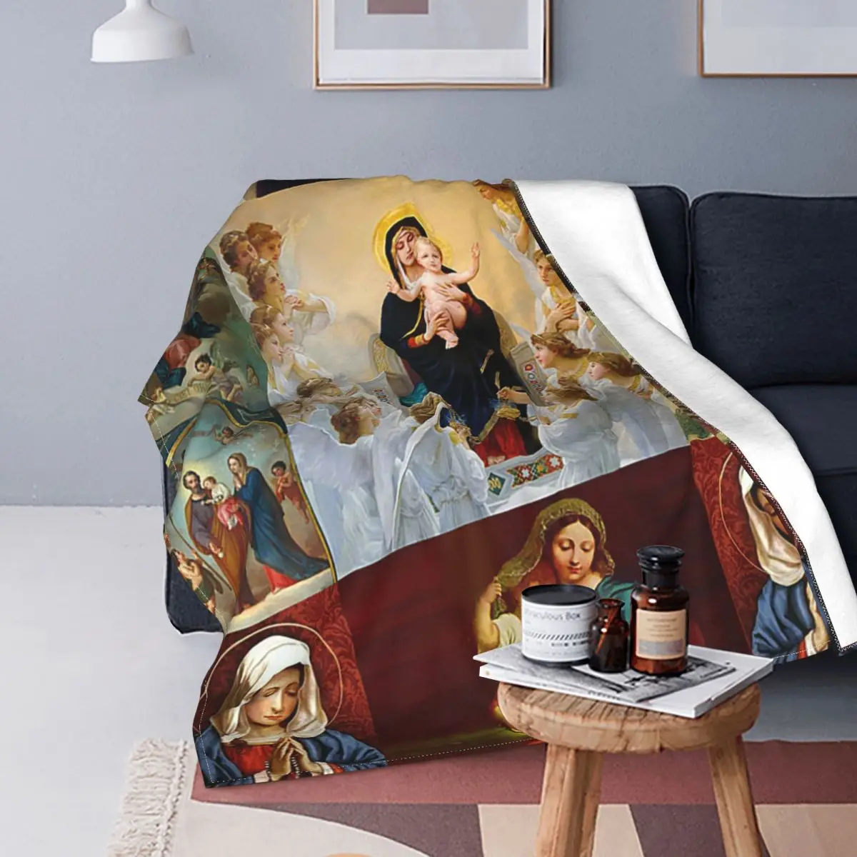 

Virgin Mary Our Lady Of Guadalupe Blanket Christian Catholic Flannel Vintage Warm Throw Blankets for Home Restaurant Winter