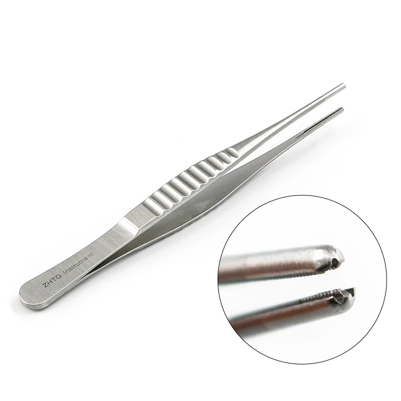 

No-damage tweezers plastic and cosmetic equipment concave and convex teeth extracardiac surgery tools plastic tweezers 14 cm