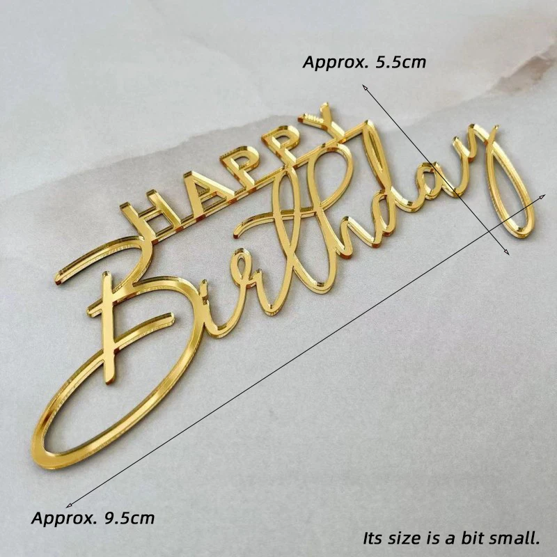 

Золотые акриловые фигурки для торта "С днем рождения"