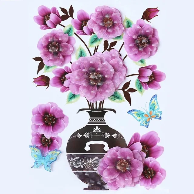 

3D simulation vase decoration wall stickers bedroom living room wall layout background wall self-adhesive refrigerator stickers