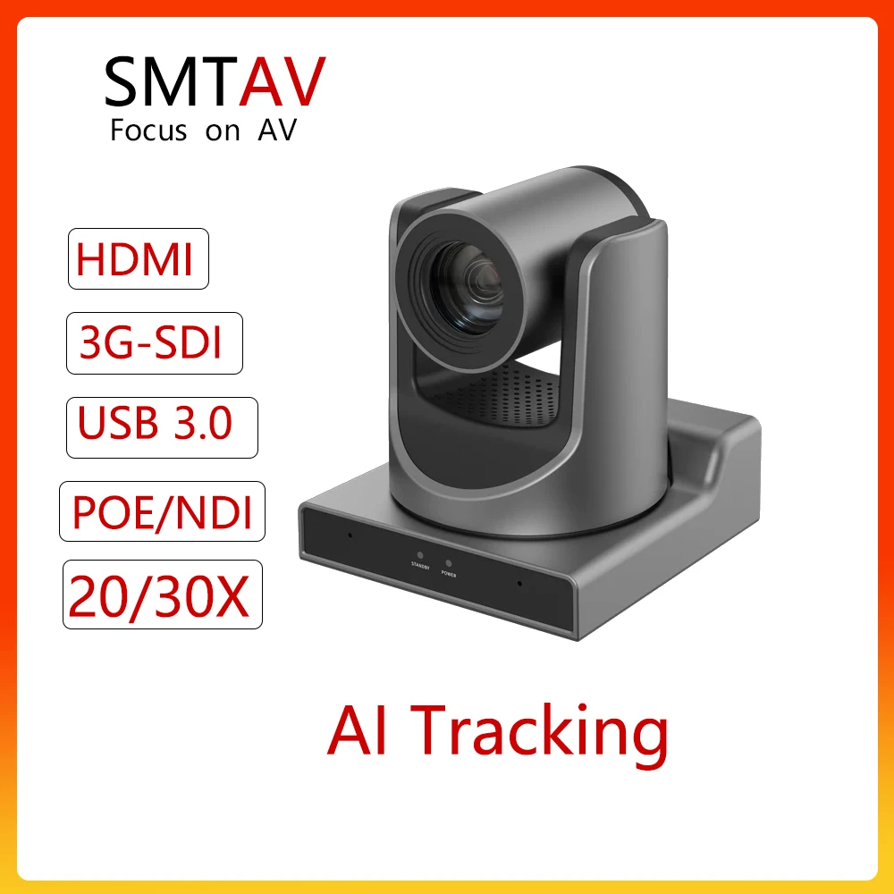 SMTAV AI отслеживание NDI PTZ камера 20X/30X оптика зум HDMI/SDI/USB3.0/IP потоковые выходы для встречи церковных мероприятий обучения