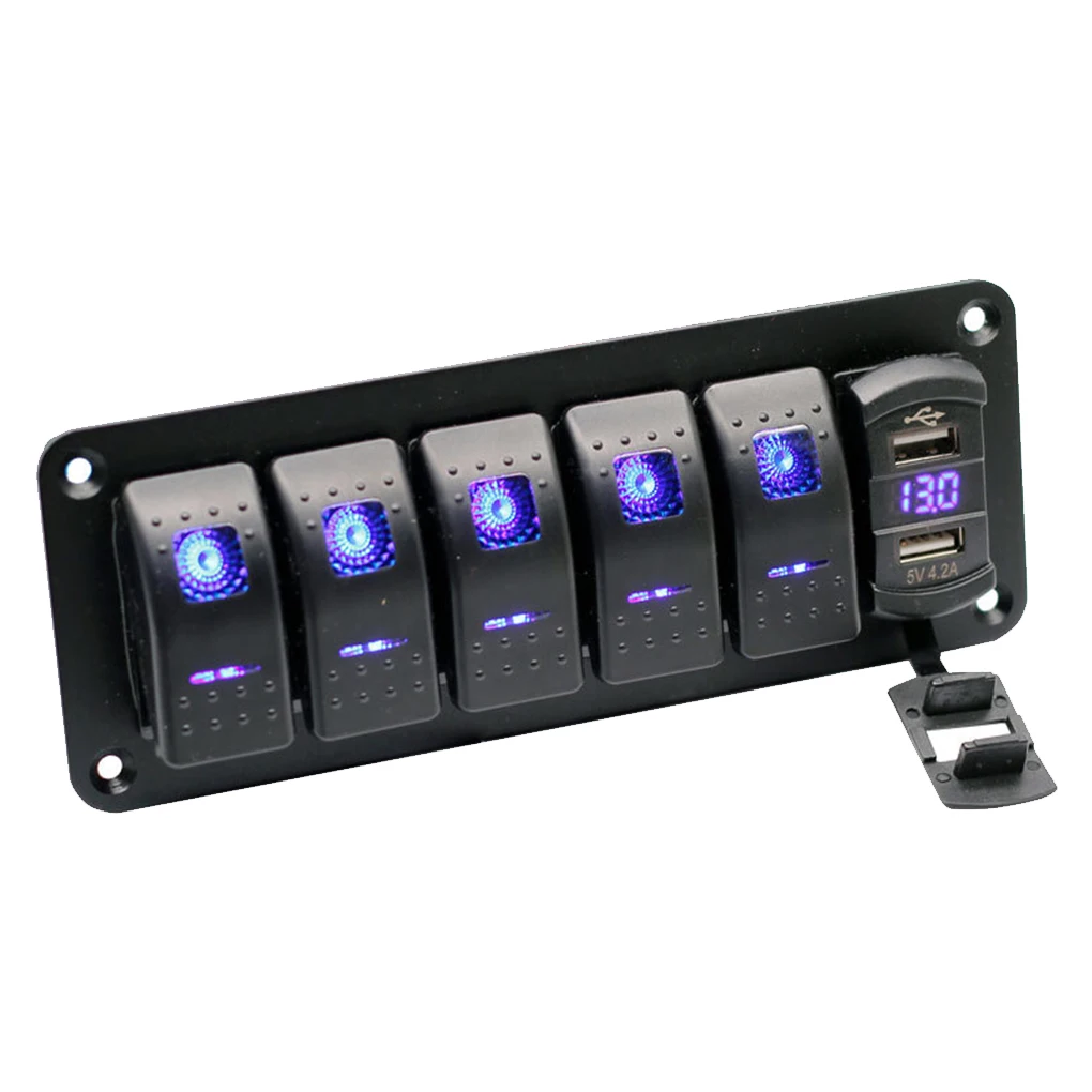 

Автомобильная панель переключателя, съемная двойная USB-панель IP65, водонепроницаемые 5-клавишные панели