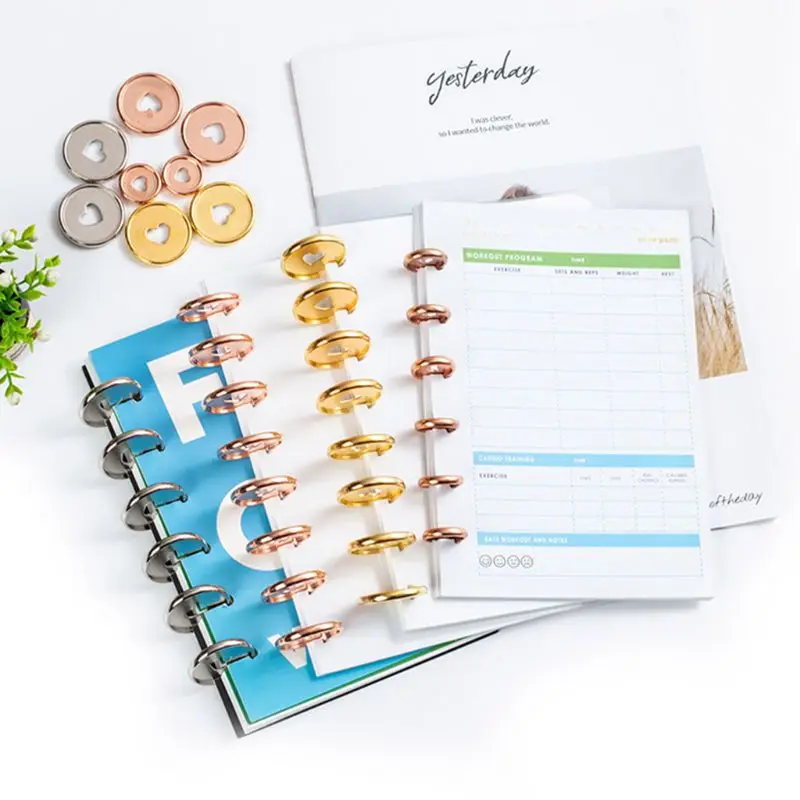 

20pcs 35mm Heart Binder Rings Mushroom Hole Loose Leaf Notebook Binding Disc DIY Q1JC