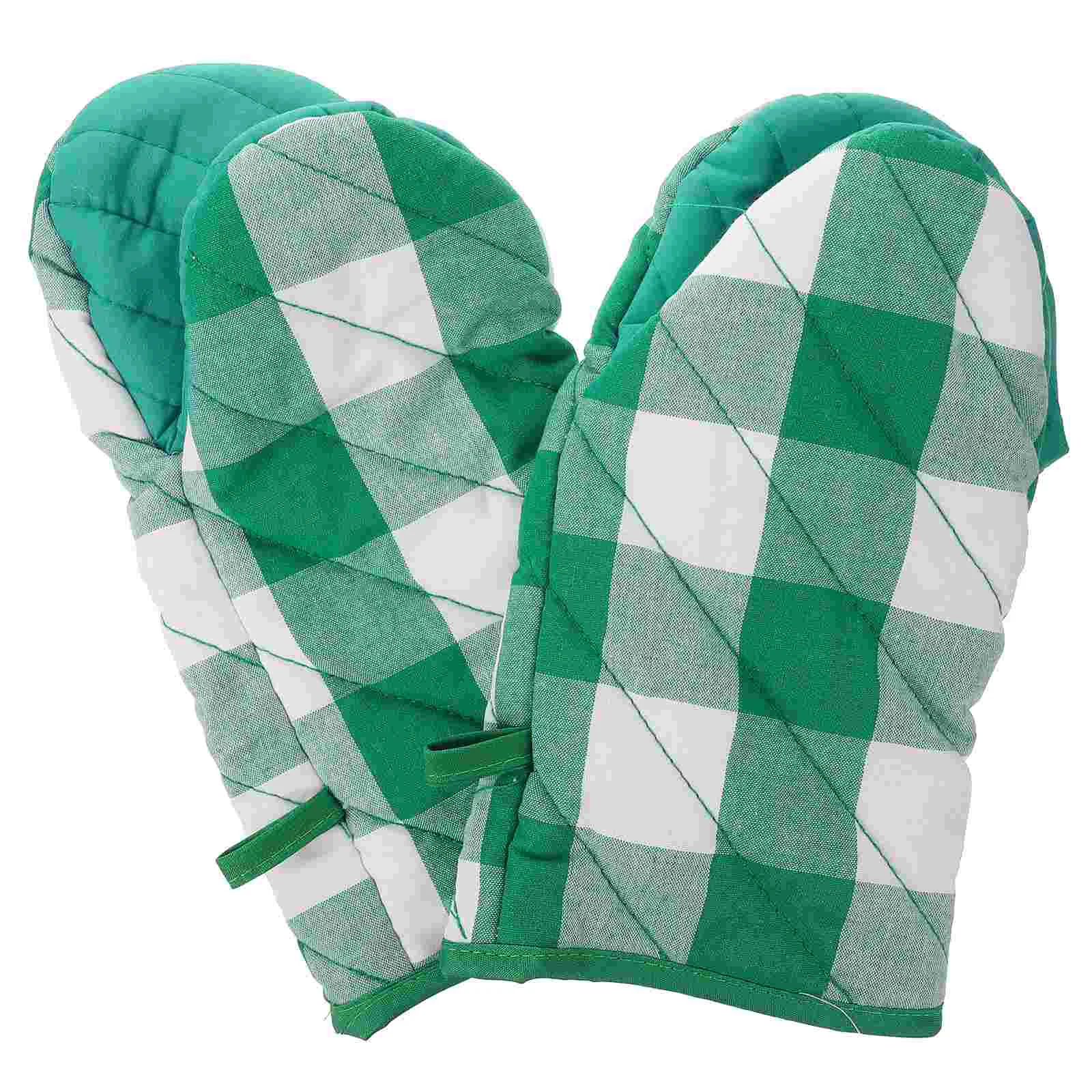 

2PCS Oven Heat Resistant Mitts Cotton Anti-slip Baking Grilling Mitts
