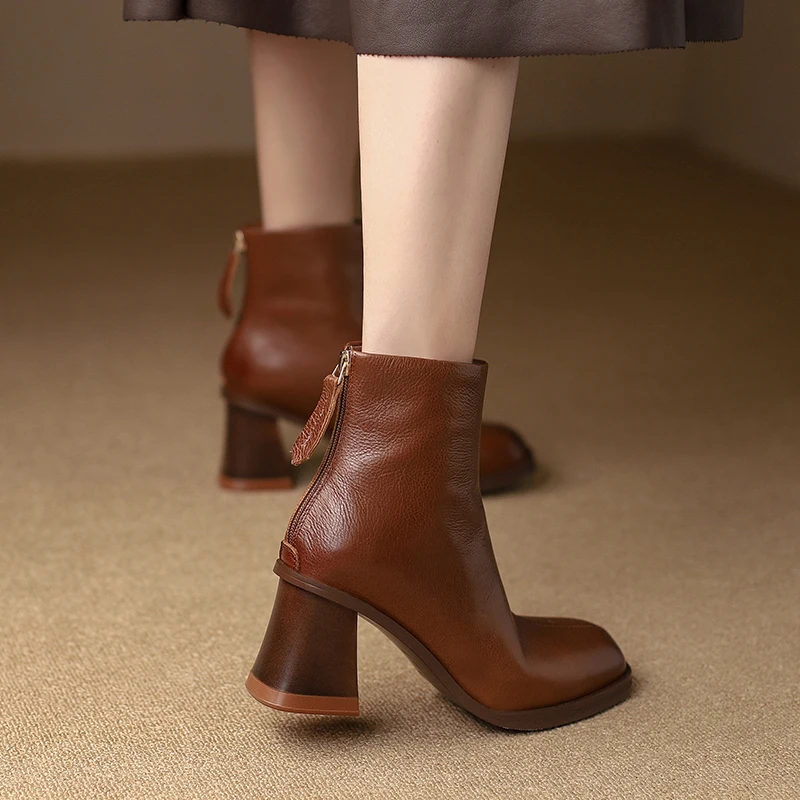 

Женские ботильоны из натуральной воловьей кожи, на молнии сзади, до 25 см