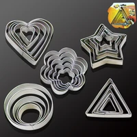 5pcs stainless steel biscuit cutters geometric shapes cookie cutters for children fried egg shapes baking kitchen accessories
