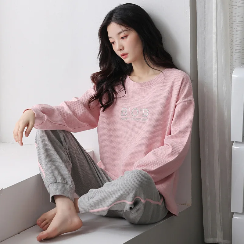 Thick Models Of Autumn And Winter Cotton Women's Pajamas Casual Pullover Ladies  Home Wear Sleepwear Sets