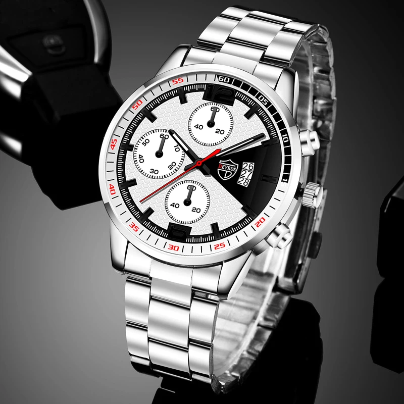 

Luxury Fashion Watch for Men Stainless Steel Quartz Clock Men's Business Sports Casual Calendar Leather Watch montre homme