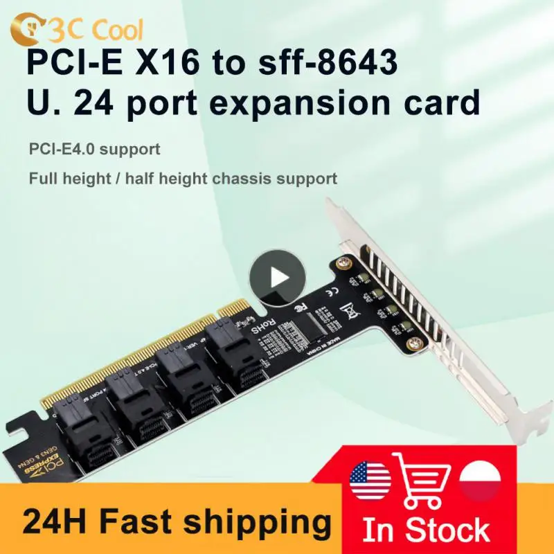 

Stable High Speed Pcie To U2 Transfer Card Sff-8643 Sff-8639 Pcie4.0 Split Card Pciex16 To 4-port U.2 Nvme Data Transfer