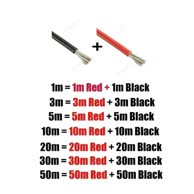 

DelightFire Силиконовый кабель 14-0 AWG красный черный 50 мм2