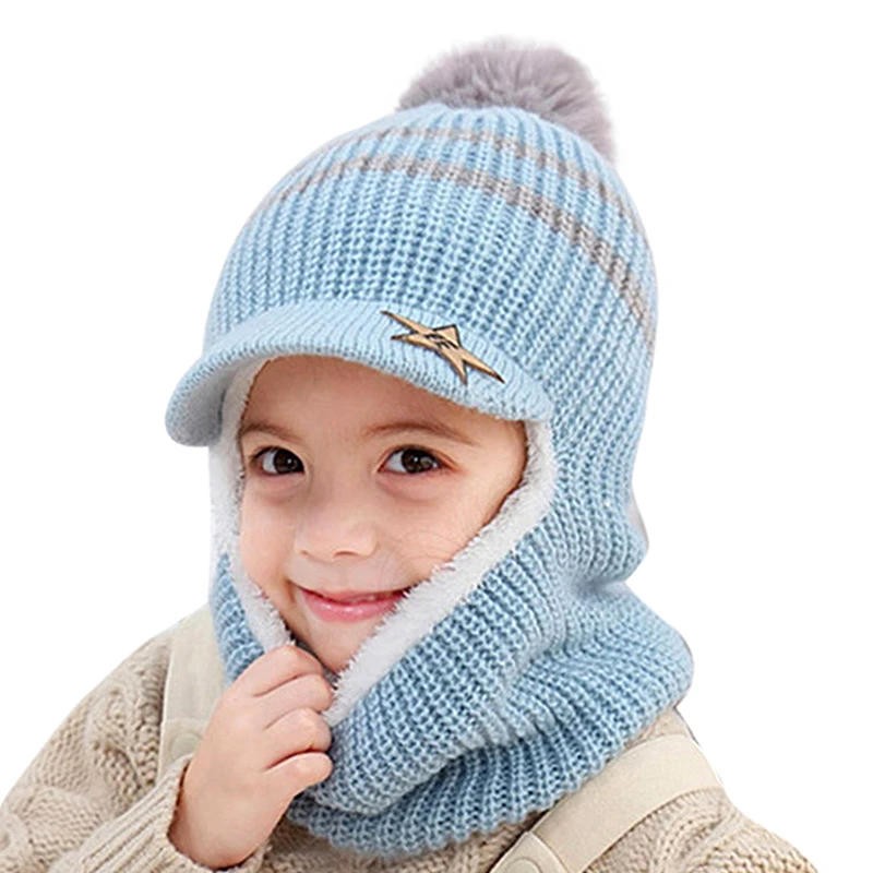 Детская зимняя Балаклава шапки для мальчиков и девочек плотная теплая флисовая