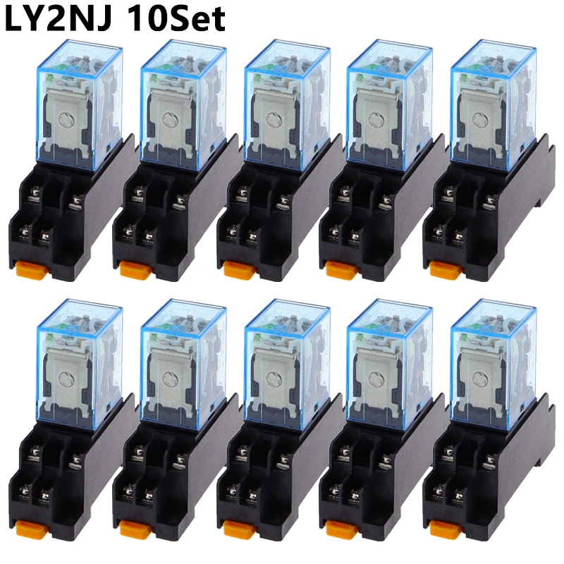

10 комплектов 12 в 24 В постоянного тока 110 В 220 В 380 В переменного тока реле мощности катушки LY2NJ DPDT 8 Pin HH62P JQX-13F с базой розетки OK