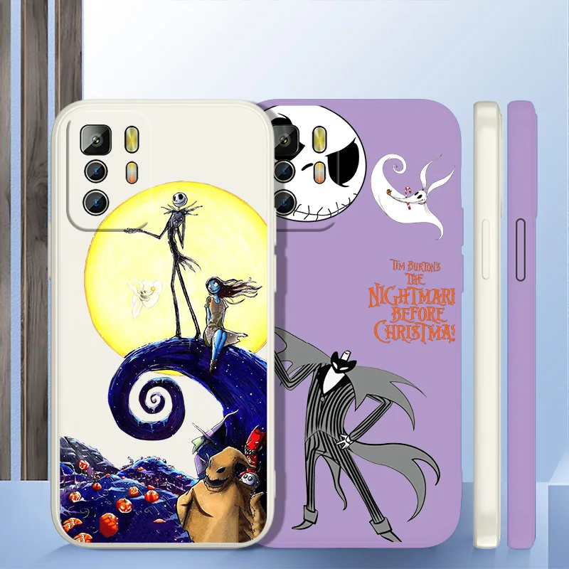 

The Nightmare Before Christmas Phone Case For Xiaomi Redmi Note 11T 11 11S 10T 10 9T 9S 9 8T 8 7 6 5 Pro Liquid Rope Funda Cover