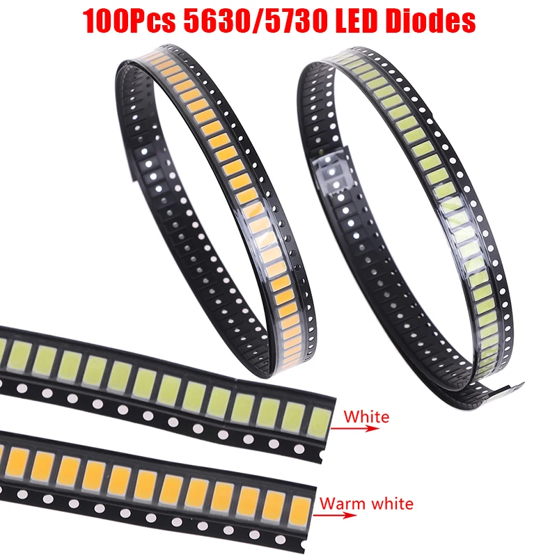 

100Pcs 5630/5730 LED Diodes 0.2W-60Ma White/Warm white Light SMD LED Beads