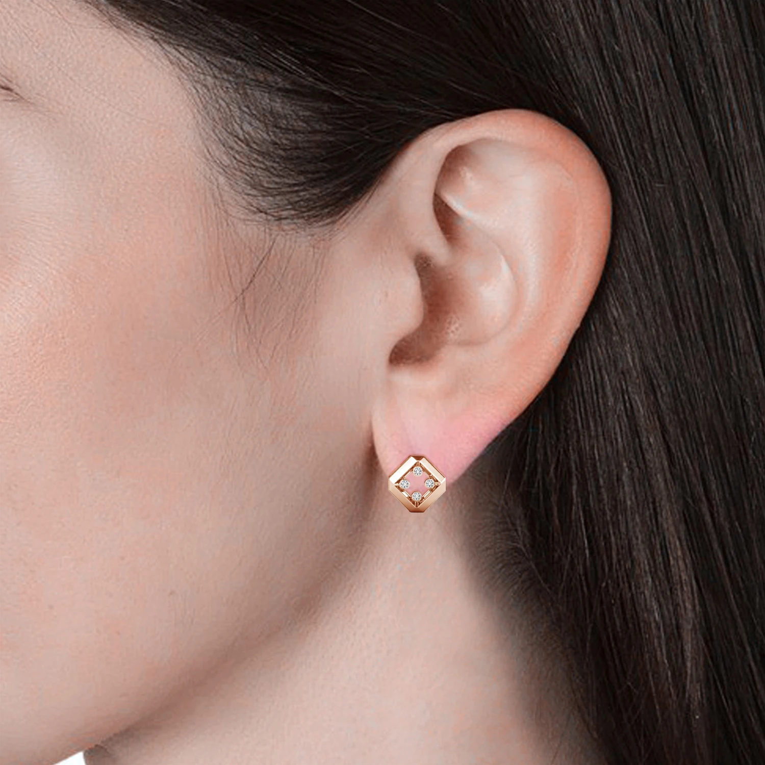 Фото Daisini Серьги-гвоздики с шестигранными кристаллами Сваровски, медные модные украшения, женские модные аксессуары, повседневная одежда, подарок на вечеринку №4