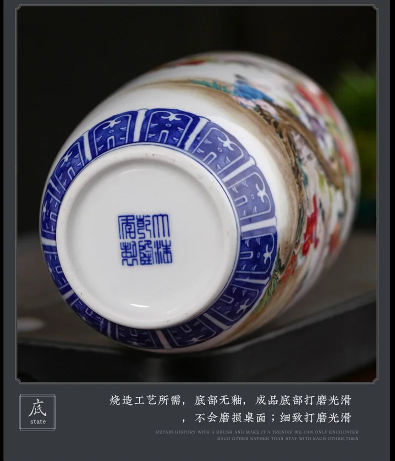 Фото Фарфоровая ваза Цзиндэчжэнь Qianlong, сине-белая керамическая загальная банка для дома, гостиной, крыльца, украшение ручной работы №5