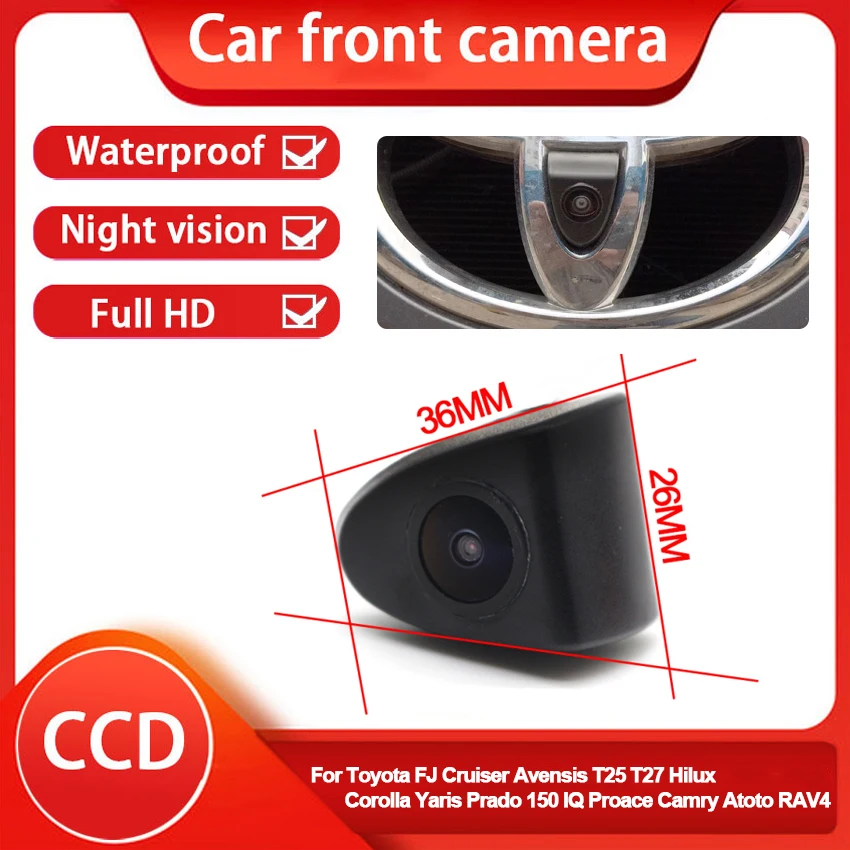 

AHD HD Car Front View Camera For Toyota FJ Cruiser Avensis T25 T27 Hilux Corolla Yaris Prado 150 IQ Proace Camry Atoto RAV4